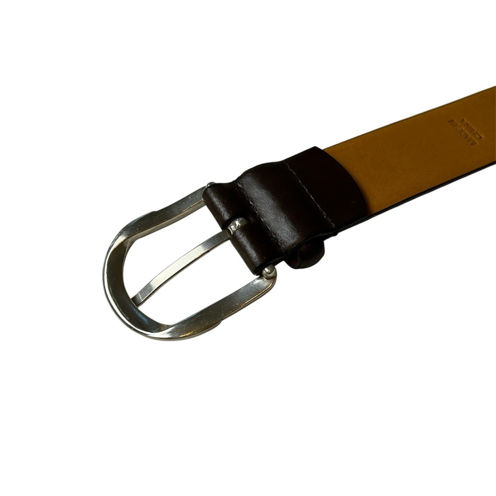 Lauren Ralph Lauren Italian Leather Dark Brown Silver Hardware Belt Size XL - Picture 6 of 11